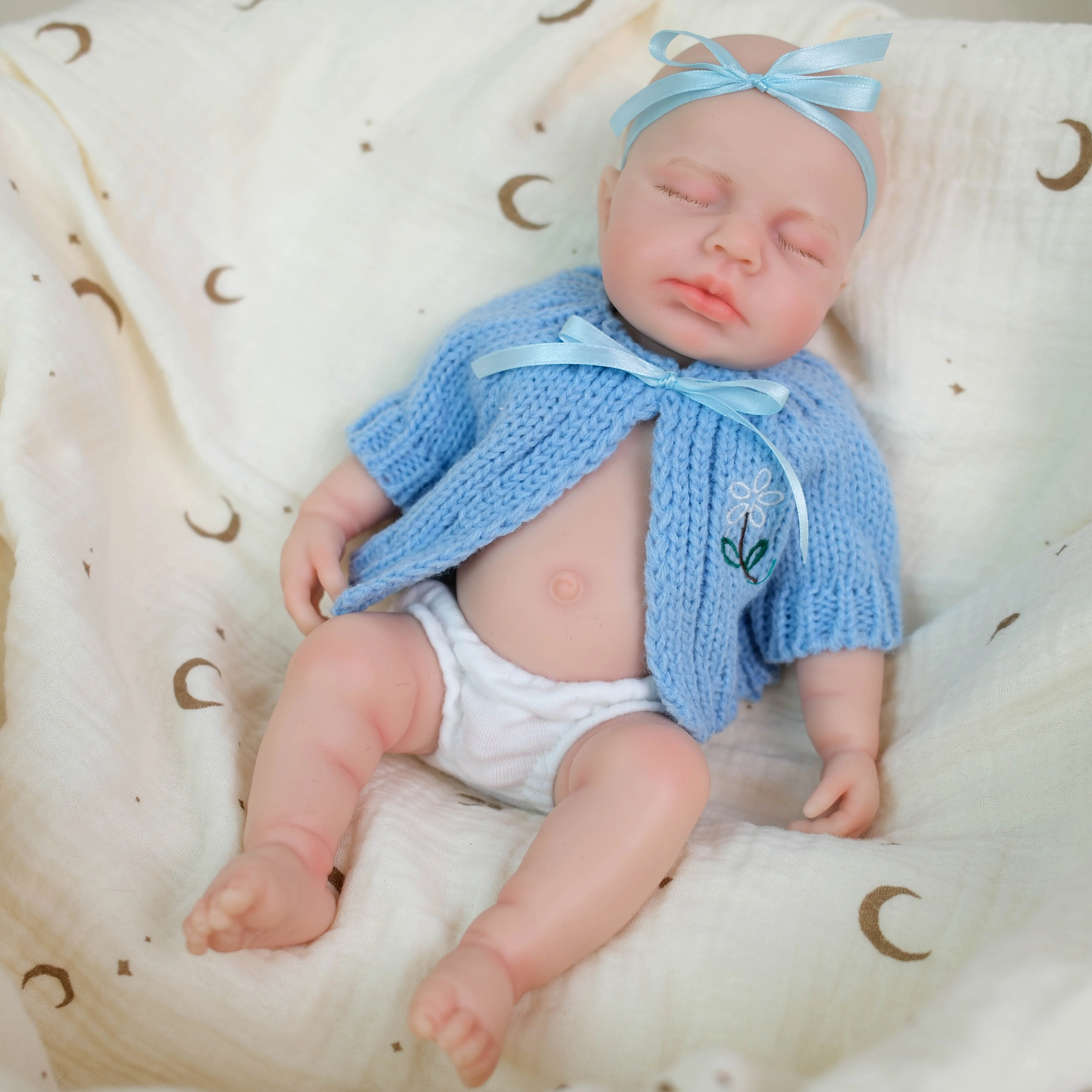 NPK 12 ''100% fatto a mano super morbido silicone platino solido flessibile elastico realistico bambola rinata Loulou sveglio regalo di Natale regalo