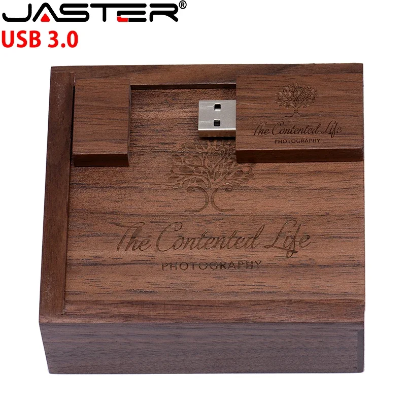 JASTER Wooden USB 3.0 Flash Drives Photo Album  128GB Free Customized Logo Pen Drive 64GB  Memory Stick 32GB Wedding Gift U Disk