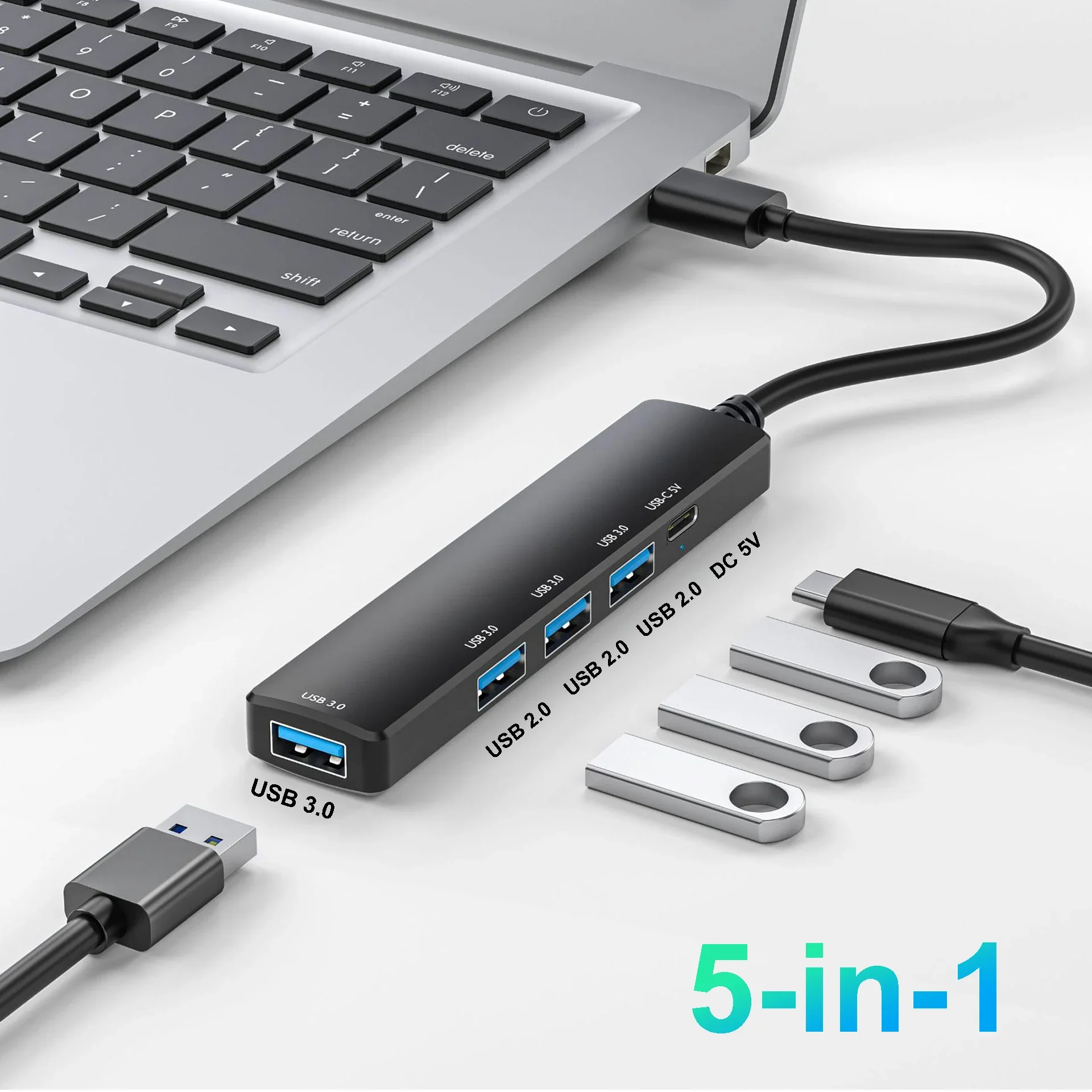 5 Port USB 3.0 type c Splitter 5Gbps High Speed  3.1 OTG Adapter For PC Computer Macbook 13 15