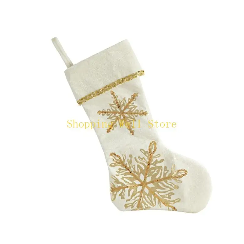 KX4B Snowflake Christmas Hanging Calcetines Navidad Bolsas regalo dulces decoraciones navideñas para oficina en casa