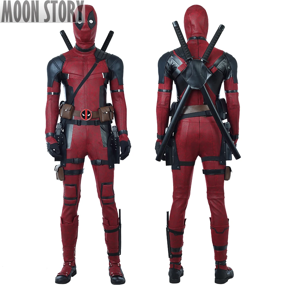 

Movie 2 Superhero Wolverine Cosplay Cosutme Wade Winston Wilson Red Jumpsuit Zentai Halloween Man Outfit Full Set