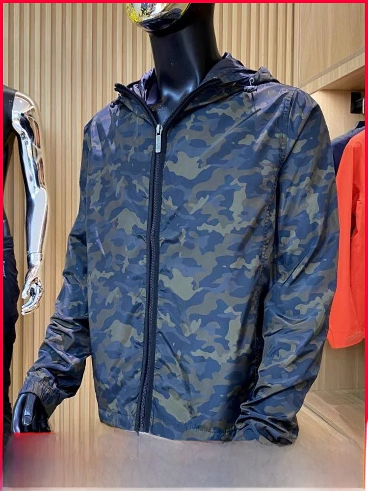 

Dean High Street Легкая ветрозащитная водонепроницаемая дышащая мужская уличная камуфляжная куртка на молнии с капюшоном Модная весенняя Au...