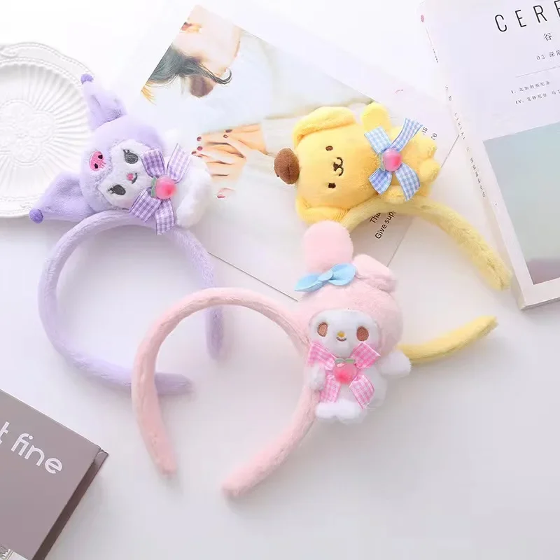 Sanrio Hello Kitty Ears Headband Women Cute My Melody Hairbands Girl Kuromi Headwear Cinnamoroll Hair Accessories Kids Xmas Gift