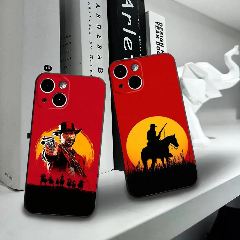 

Red Dead Redemption 2 Phone Case For iPhone16,15,14,13,12 Mini 11 Pro XR,X,XS,MAX 7,8 Plus Silicone Cover Soft Black