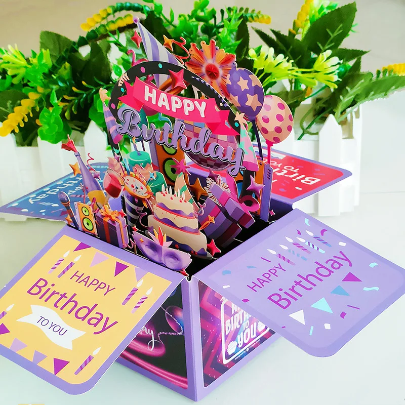3D Pop Up Happy Birthday Grußkarte Geschenk Grußkarten zum Geburtstag mit Umschlag Segen Postkarte Partygeschenke – Detail 3