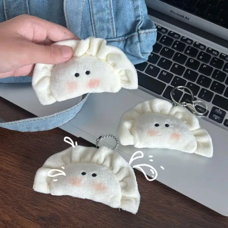 New Cute Plush Dumpling Pendant Keychain Soft Stuffed Keyrings For Boy Girl For Bag Decorations Plush Toys Student Accessories.