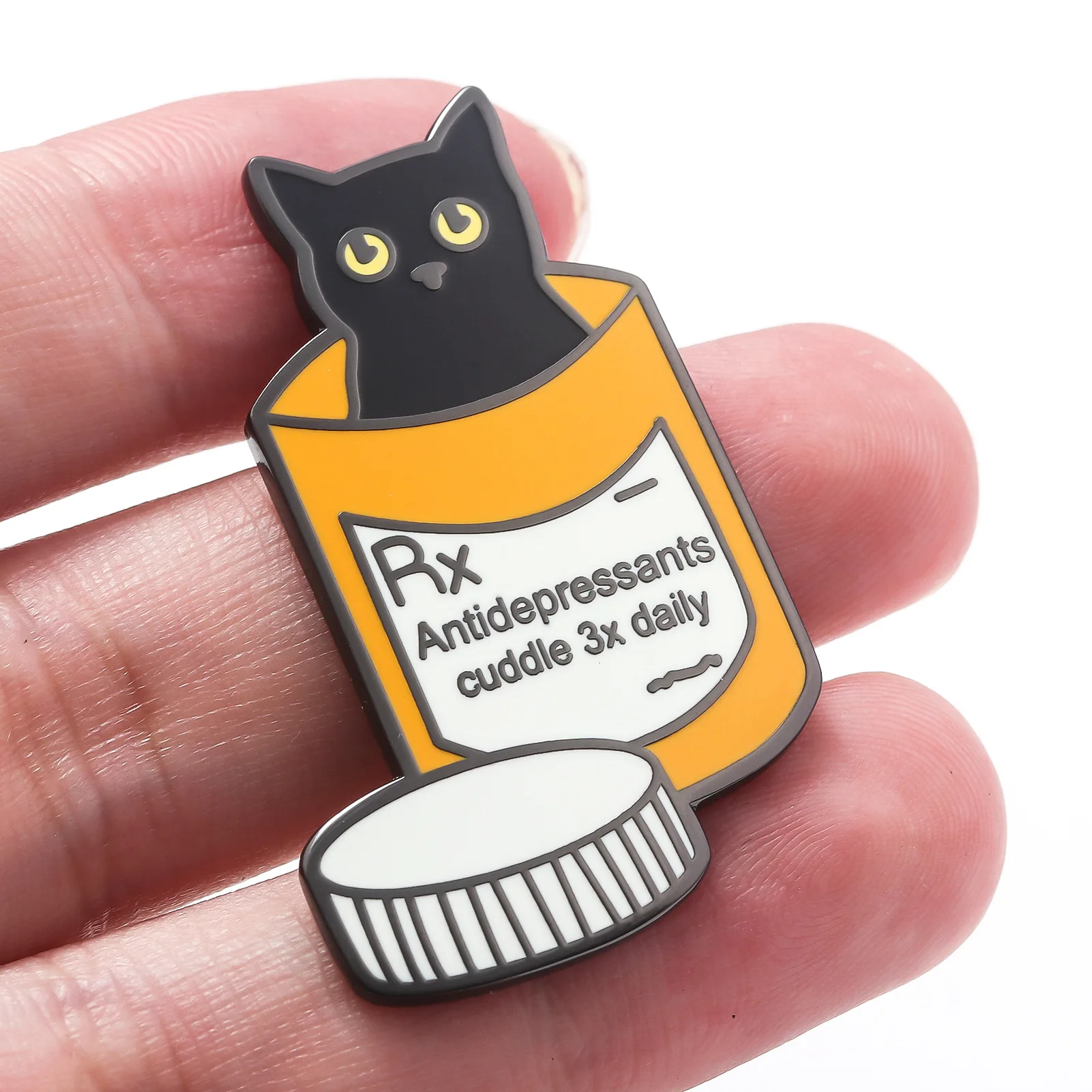 2pcs Creative Cartoon Cat Medicine Bottle Brooch Exclusive Design HD Pattern Metal for Backpack Clothes Hat Jewelry Gifts