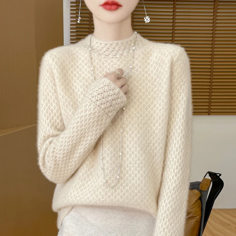 

Wool Sweaters Woman Winter Thick Knit Pullover Warm Loose Casual Jacquard Knitwear Top Knitted Comfortable Crochet Fashion 2025