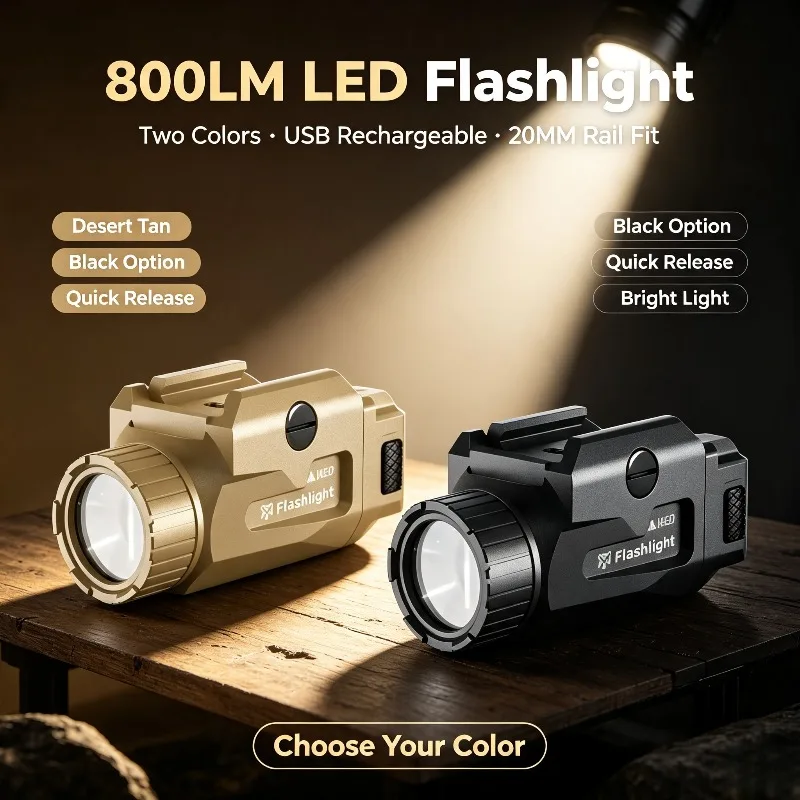 Light Source 800LM LED Flashlight USB Rechargeable Quick Release 20MM Rail Support Assembly Parts