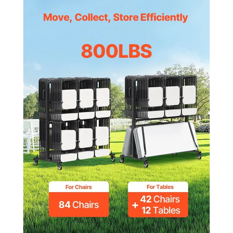 عربة رف الكرسي القابلة للطي لـ 84 كرسيًا و12 طاولة + 42 كرسيًا بوزن 800 رطلًا #2