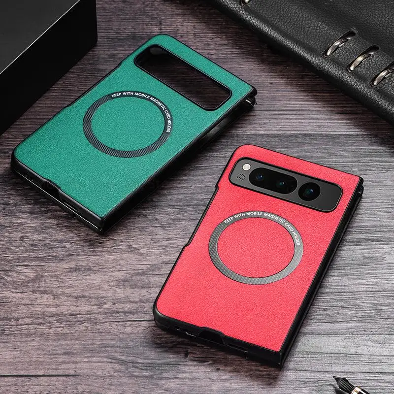 Capa For Google Pixel Fold For Magsafe Magsafing Leather Case For Pixel 8 Pro 7A 6A 5 7 6 8 Pro Flip Cover For Pixel Fold G9FPL
