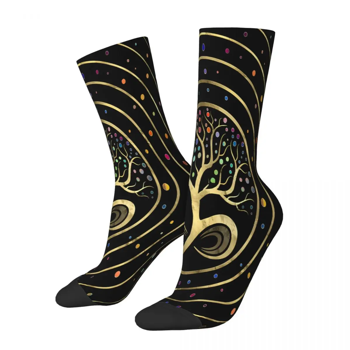 Colorful Dot Viking Tree of Life Yggdrasil Infinity Spiral Socks Male Mens Women Winter Stockings Harajuku