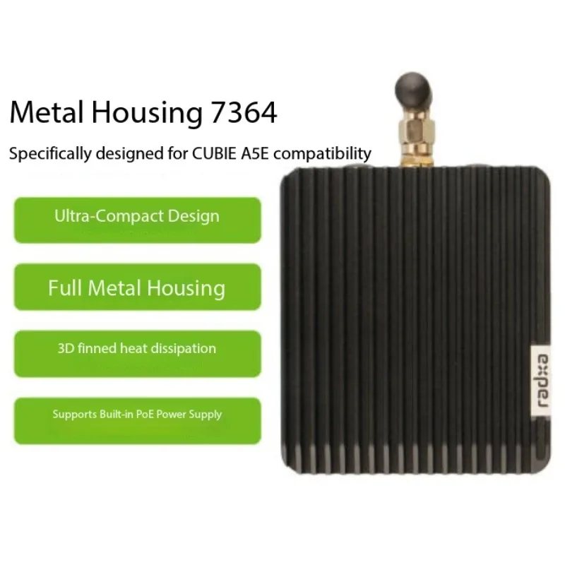 Radxa Aluminum Metal Case Supports Internal POE Power Supply Industrial-Grade Heat Dissipation for CUBIE A5E 7264 Enclosure