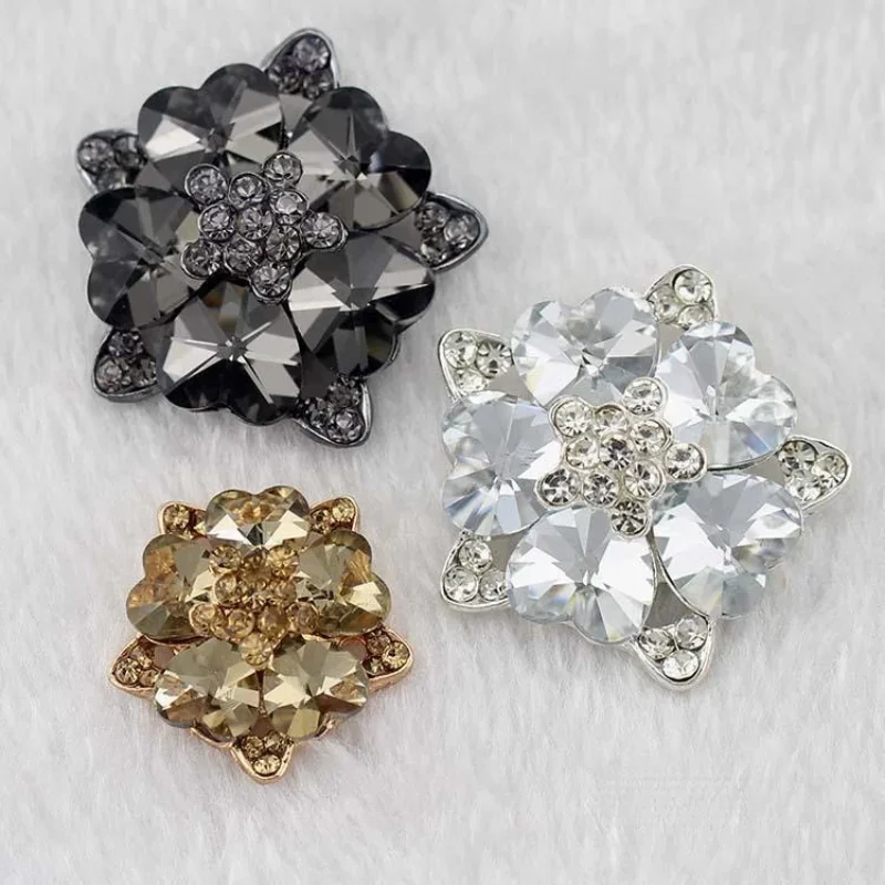 الراقية الأزياء لامعة كريستال حجر الراين أزرار DIY معطف سترة الفراء الديكور أزرار أكمام 2 قطعة/الحقيبة