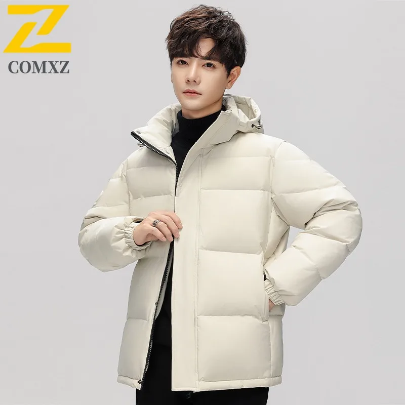 COMXZ Men Bread Jackets Winter Warm Travel Snow Windproof Comfortable Ski Puffer Jacket Stylish Street Minimalist Padding Coat