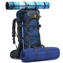 Nylon Water Resistant Outdoor Hiking Backpack 60L Large Capacity Camping Climbing Sports Bag Backpack Man Woman Riding Rucksack