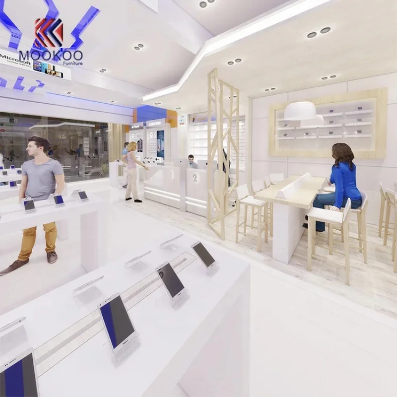 custom.3D Design Mobile Phone Shop Display Racks Interior Decorative Accessory Kiosk Showcase