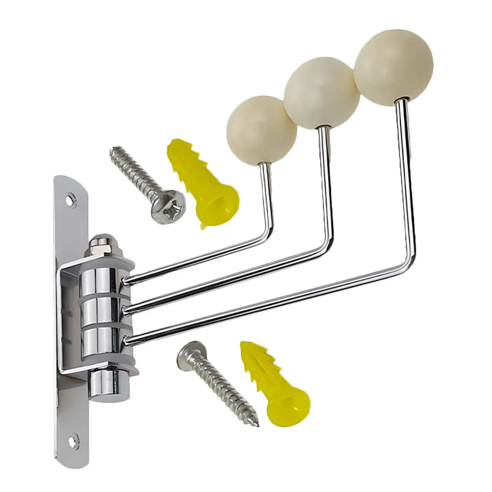 Space Saving Rotating Swivel Hook Stainless Steel with Wood Bead Clothes Coat Hat Purse Handbag Hanger Wall Mounted for Home