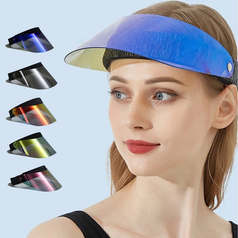 

Jelly Mirror Sun Hats for Women Men Empty Top Visors Gradient Outdoor Sport Breath UV Protection Beach Running Walking Golf Cap