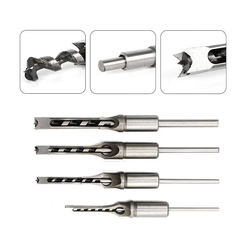 6-16mm HSS Square Hole Drill Bit Woodworking Tools Auger Mortising Chisel Drill Screwdriver DIY Furniture Square Hand Tools