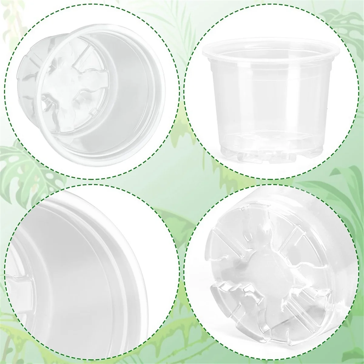 Pots20-Pack 5.7 Inch Transparent Nursery Pots for Plants: Seedling Pots with Water Storage