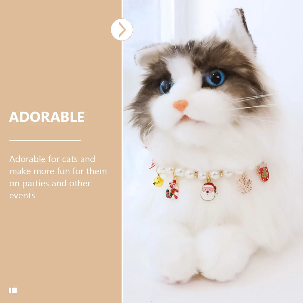 

Adorable Kitten Collar Breakaway Lightweight Pearl Trimmed Wear-Resistant Cat Collar for Parties Festive Events Cute Cat