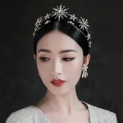 Wedding Crown Hair Jewelry Bridal Headpiece Rhinestones Star Crown Double Layer Crystal Hairband Bride Wedding Headdress SL