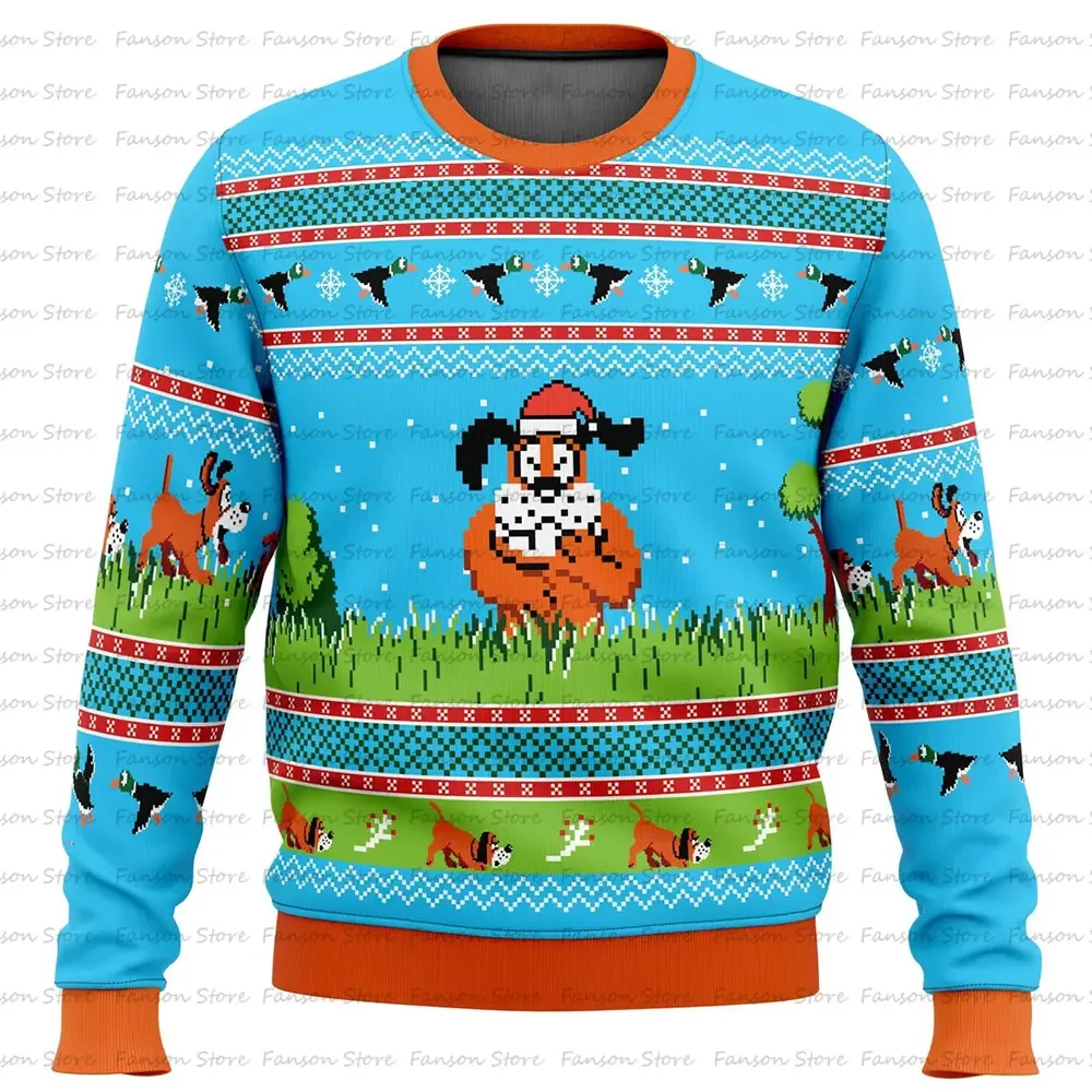 

Duck Hunt Ugly Christmas Sweater Gaming Cartoon Anime Women Men Pullover Tops 2025 New Fashion Couple Hoodie Sweatshirt