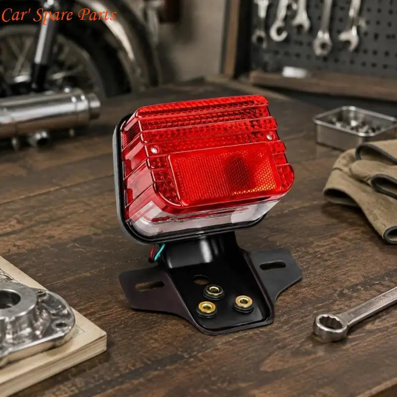 Y4UA Red and Clear Lens Tail Light Assembly for CG125 Motorcycles with ABS Plastic Housing, Bracket, and