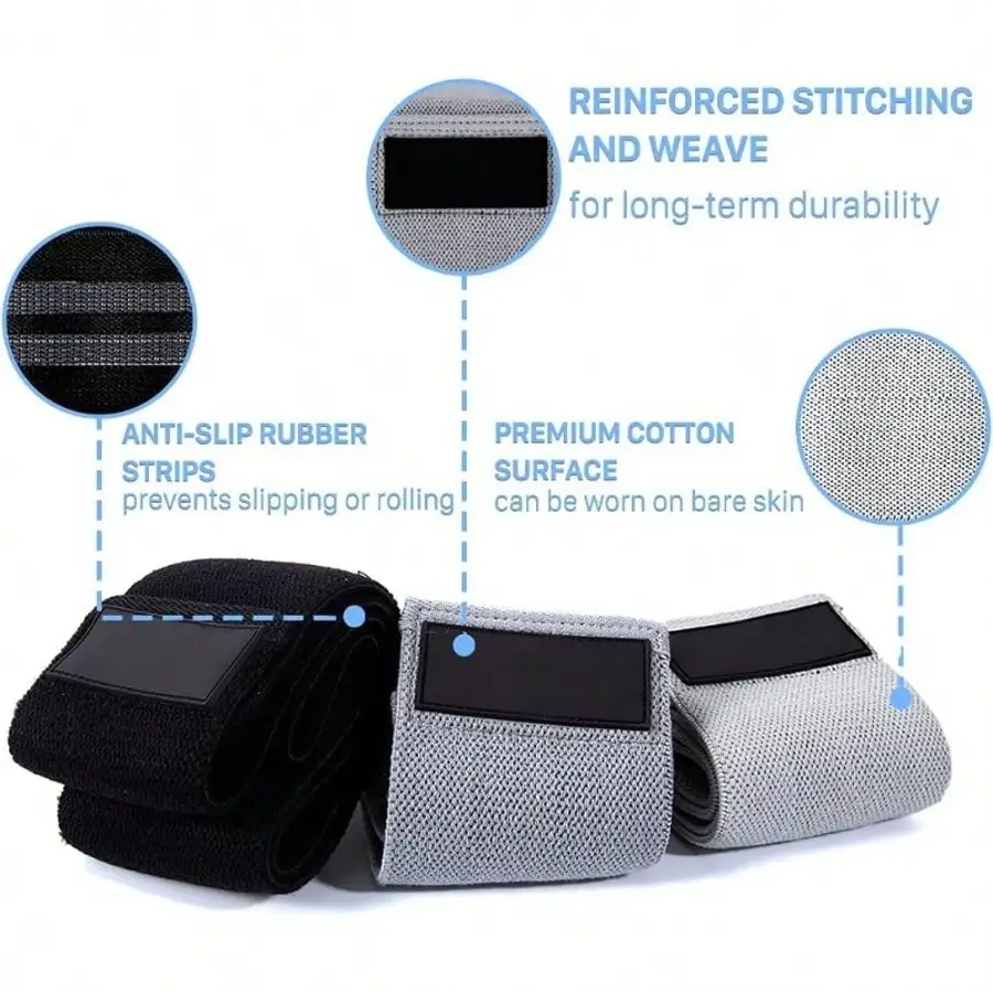 3팩 스택형 저항 밴드 (3단계) - 가벼운 무게로 홈 요가, 헬스장 및 피트니스 운동에 적합