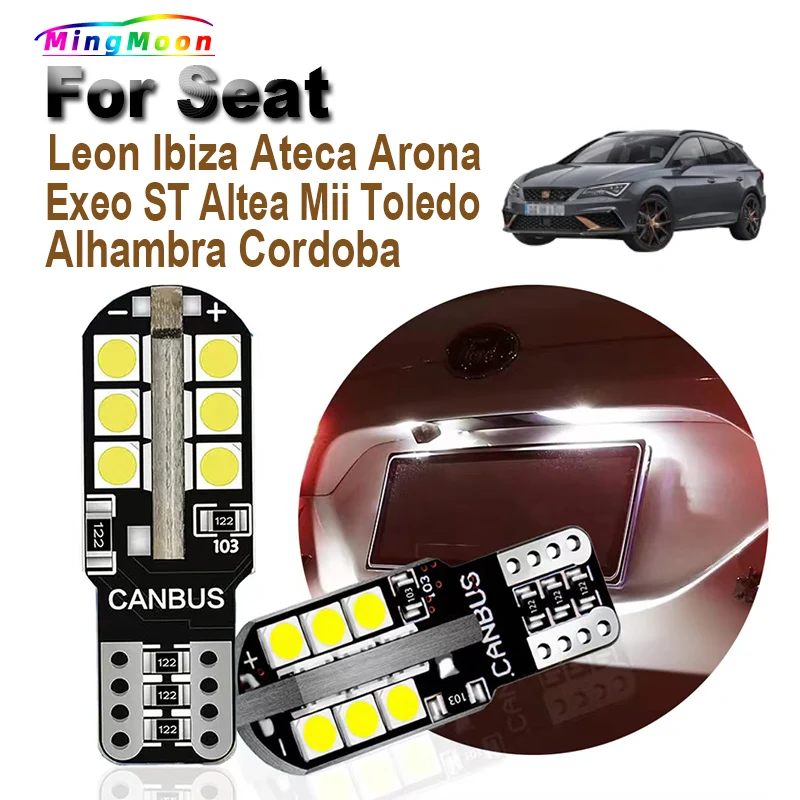

2Pcs T10 LED License Plate Bulbs For Seat Leon 1M 1P 5F Ibiza 6L 6J 6P Alhambra Altea Ateca Arona Exeo ST Mii Toledo Cordoba