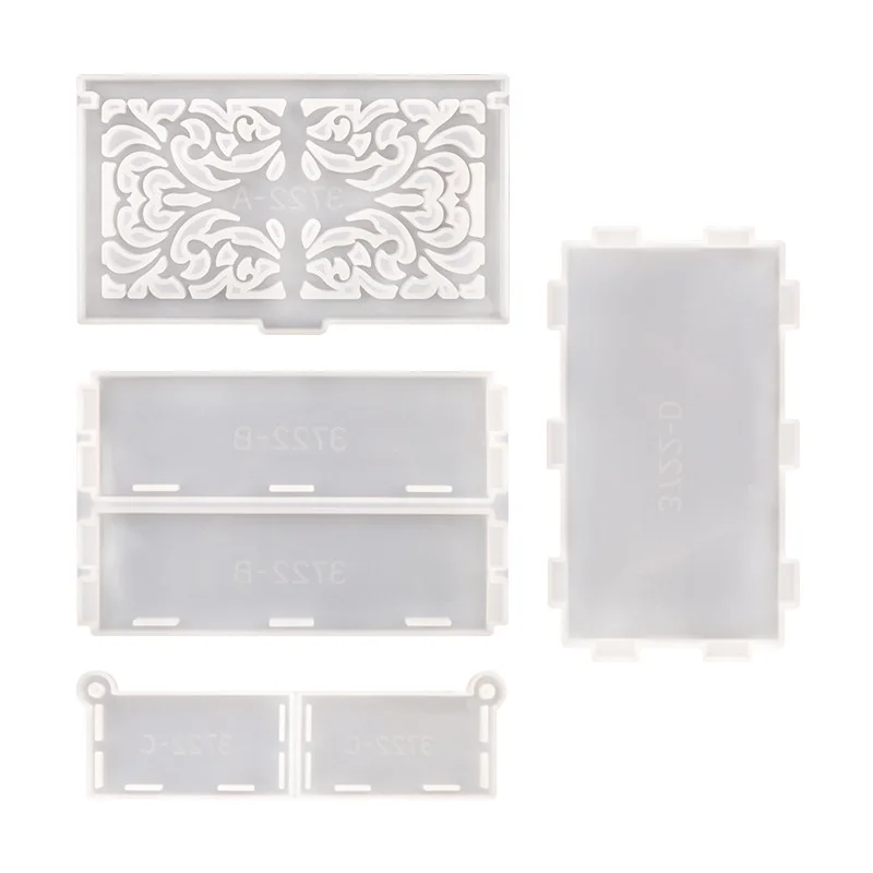DIY Mirror Silicone Mold Square Flip-top Collection Box Pattern Hollow Storage Box Resin Silicone Mould Home Decoration Molds