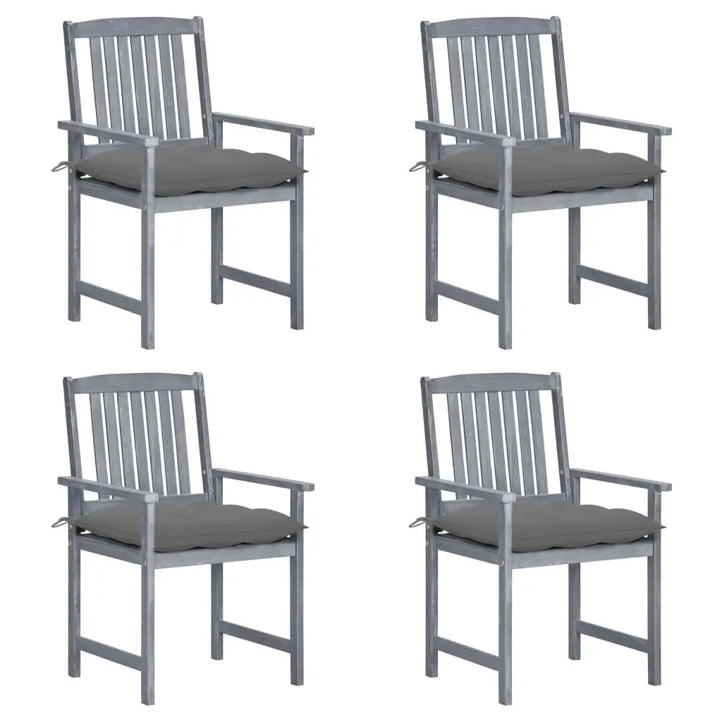 

Gray Patio Dining Chair Set of Four Comfortable Outdoor Chairs Stylish Garden Balcony and Porch Furniture