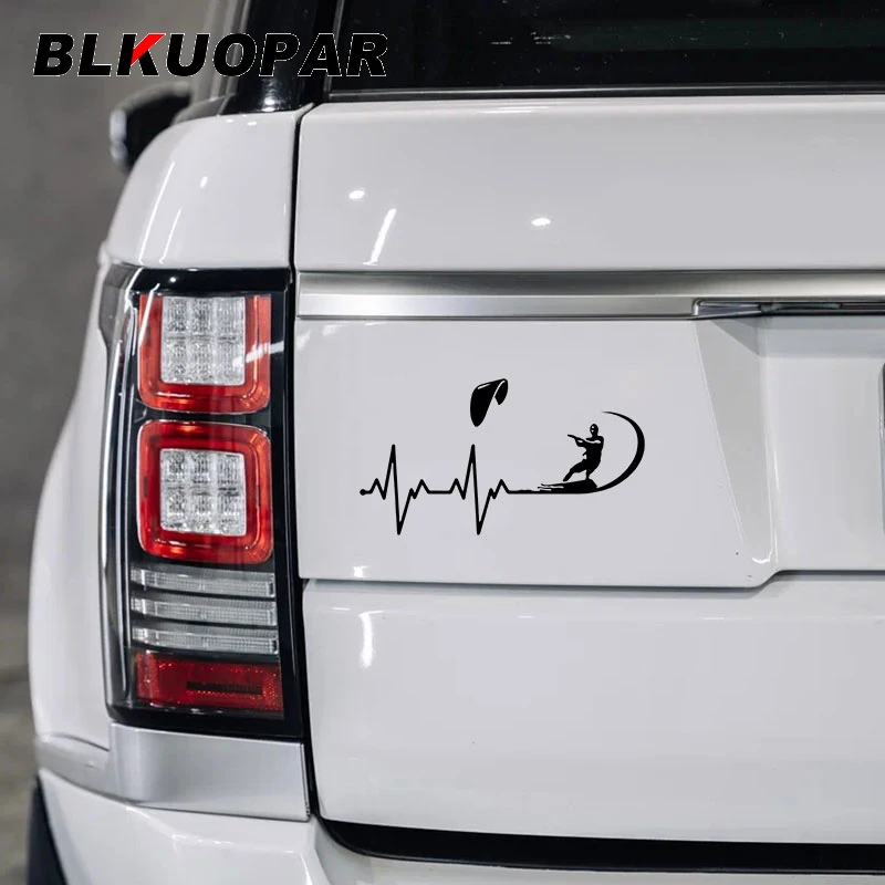 BLKUOPAR Kite Surfing Heartbeat Line Car Stickers Pop Style Decal Scratch-Proof Die Cut Refrigerator Caravan Car Decoration