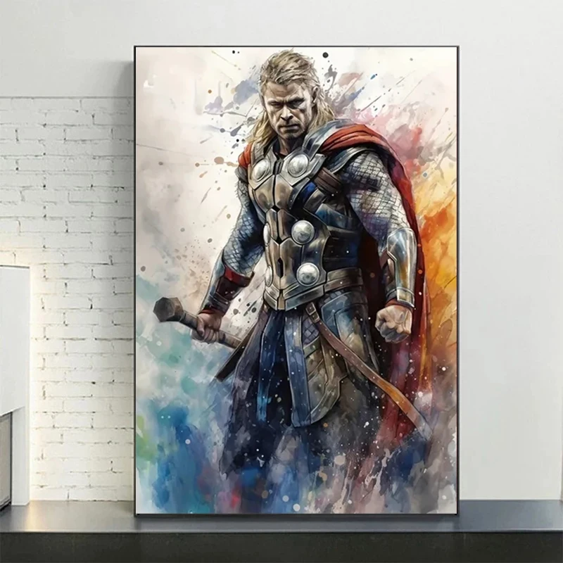 Marvel Avengers Superheroe Watercolor Canvas Painting Spider-Man Iron Man Hulk Movie Wall Art Poster Children Room Decor Cuadros