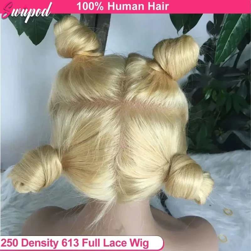 Full Wig 100% Human Hair 250 Density 613 Blonde Preplucked Straight Full Human Hair Wig Real Glueless Hd Lace Frontwig