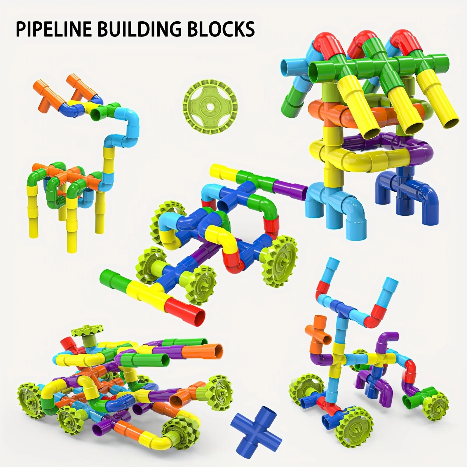 Children Educational Plastic Tube Water-pipe BlocksPipeline Building Construction Toys Gift