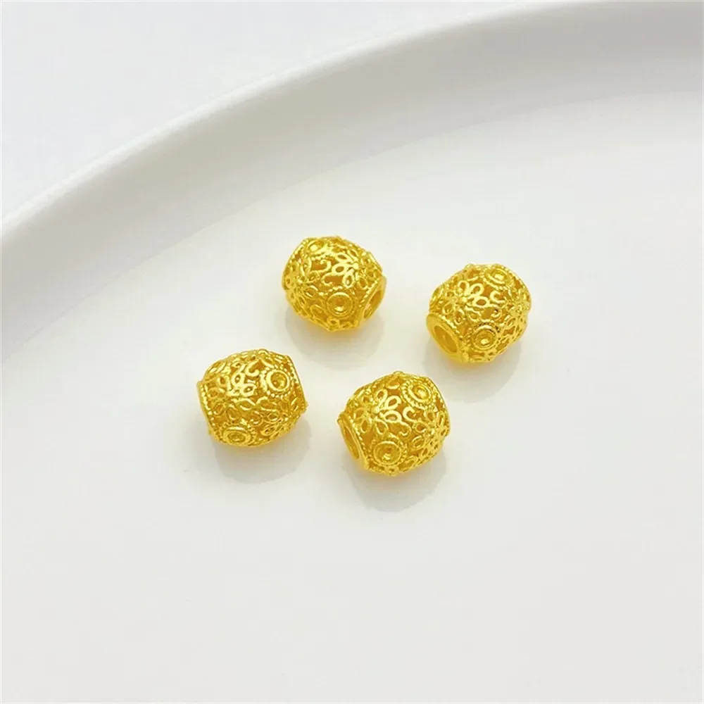 الرمال الذهب نمط جوفاء من خلال ثقب الخرز فضفاض الخرز اليدوية سوار ذاتي الصنع قلادة مجوهرات المواد الملحقات #6