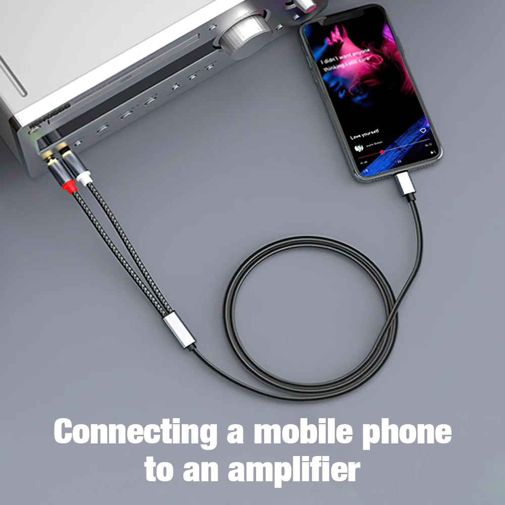 USB C إلى 2RCA محول كابل الصوت مطلية بالذهب نوع C إلى RCA جاك 3.5 مللي متر إلى RCA Y الفاصل AUX الحبل للمنزل مسرح مكبر للصوت DVD #3