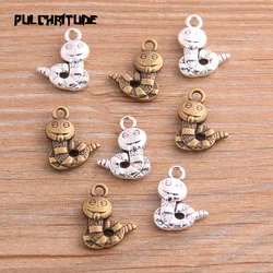 14PCS 13*16mm Metal Alloy 2020 New Two Color Baby Snake Charms Animal Pendants For Jewelry Making DIY Handmade Craft