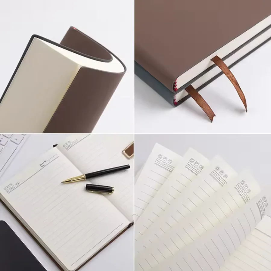 A5-Notizbuch aus weichem Leder mit 120/360 Seiten, wasserdichtem Einband und angenehmer Haptik – Detail 4