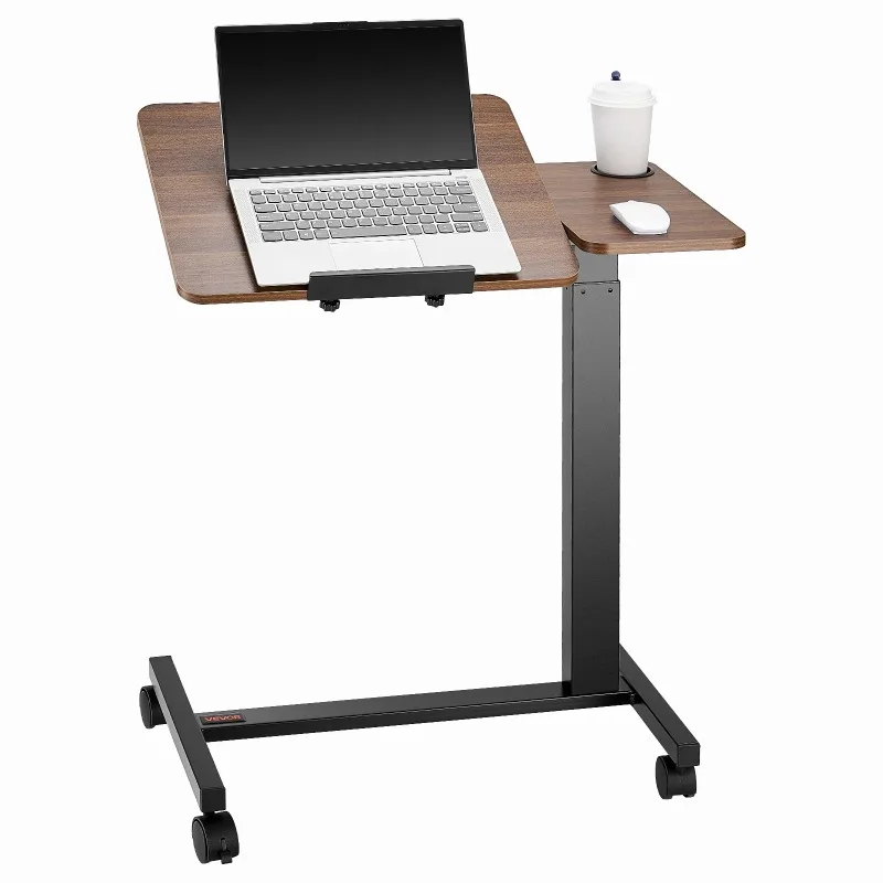 Overbed Table Mobile Bed Side Table w/ Swivel Casters Height & Angle Adjustable Rolling Laptop Desk for Home Office Study