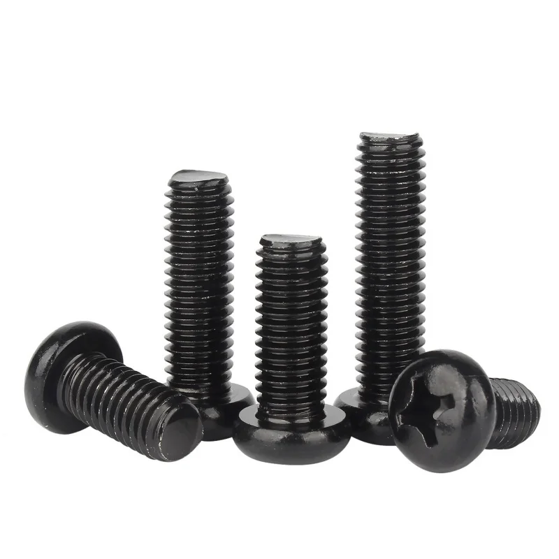 Black Cross Recessed Pan Head Screw Carbon Steel Phillips Round Head Screw Bolt M1.2 M1.4 M1.6 M2 M2.5 M3 M4 M5 M6
