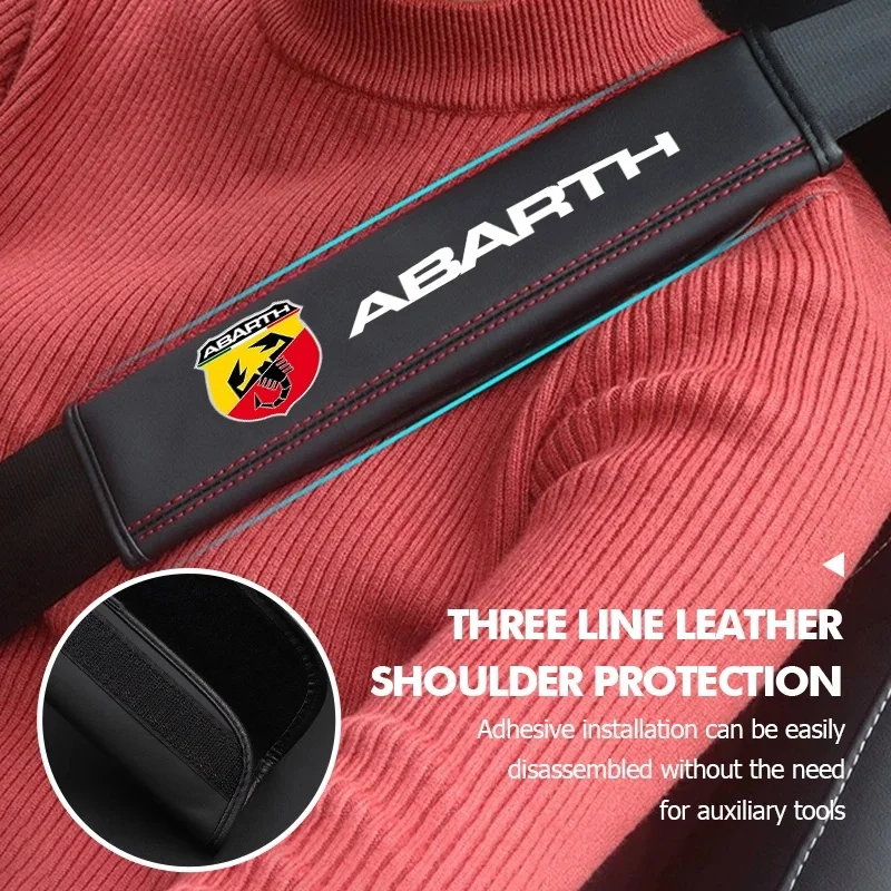 

1/2Pcs Leather Car Seat Belt Shoulder Pad For Fiat Abarth 500 595 695, Safety Belt Cover Protector Auto Interior Accessories