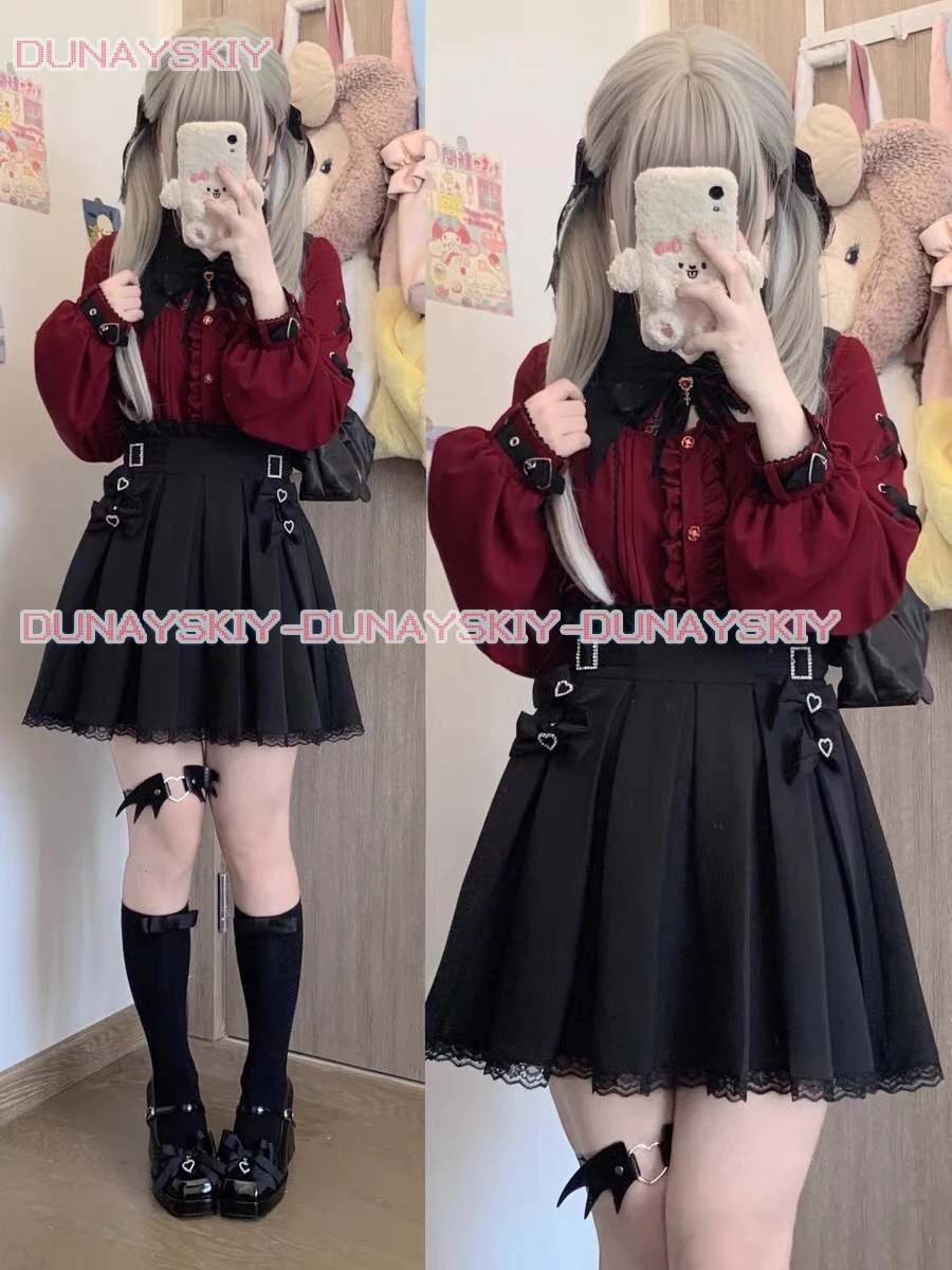 

Kawaii женские рубашки Jirai Kei Lolita Y2K милая блузка в японском стиле элегантные милые топы с длинными рукавами повседневная эстетичная рубашка