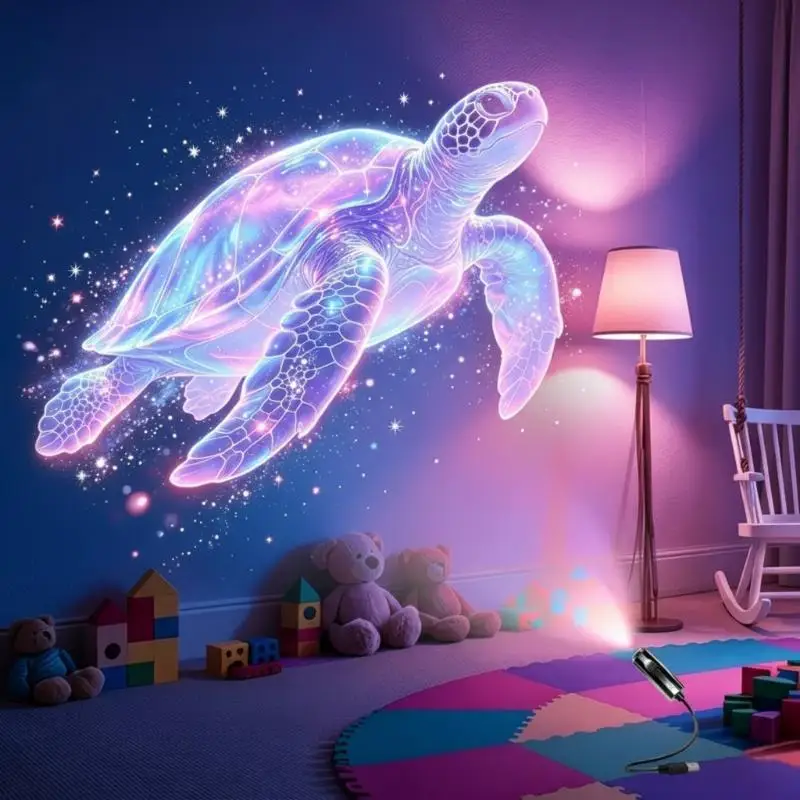 Marine Life Image Themed Portable USB Projection Light With 8 Patterns Perfect For Room Ceiling Background Decoration