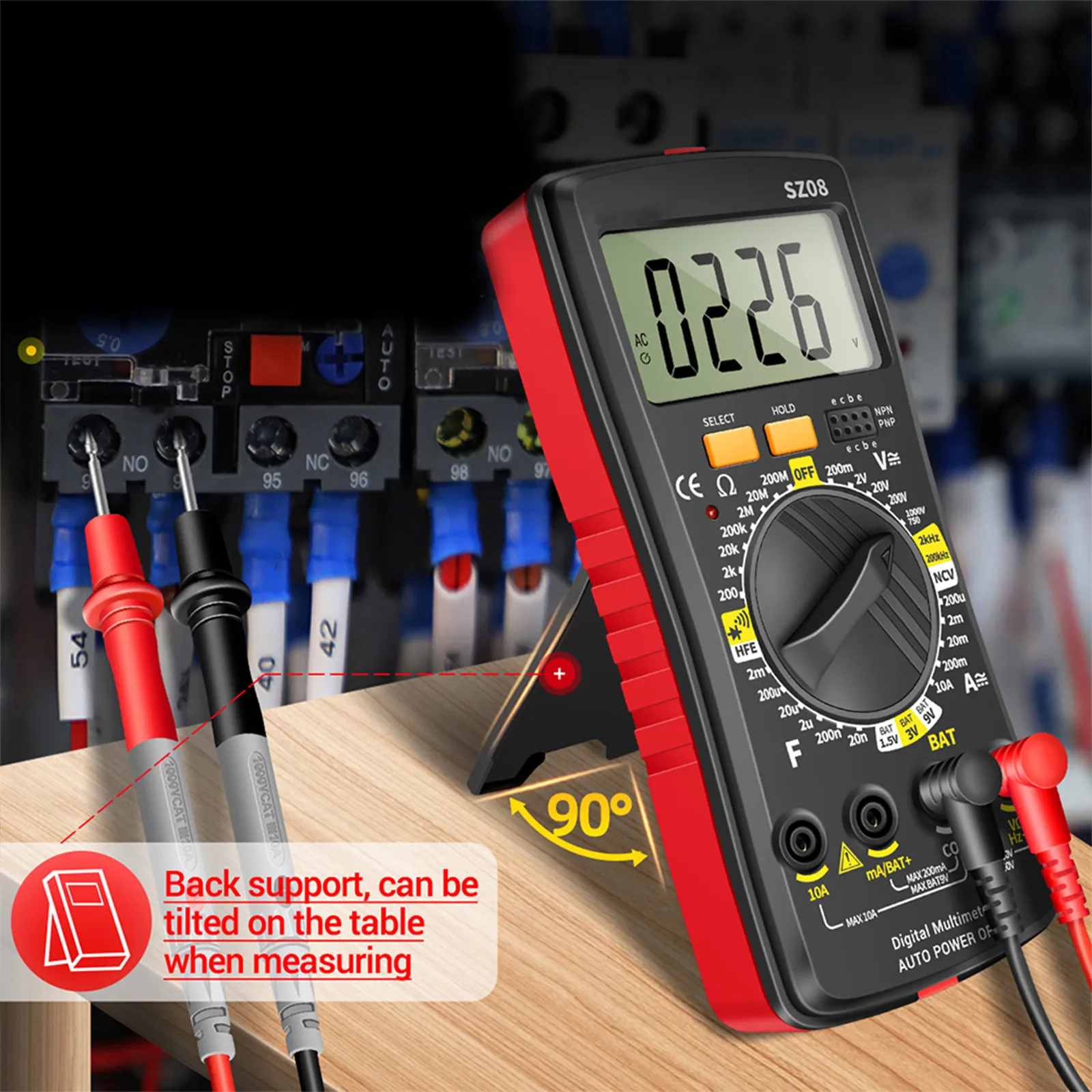1Set Digital Multimeter Portable Multifunction Testing Dc Voltage Current Diode Capacitance Electrical Repair Supplies