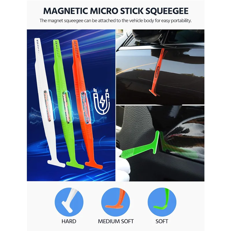 Magnetic Micro Stick Squeegee Car Wrap Corner Squeegee Curves Slot Vinyl Wrap Tools for Vinyl Molding Seams Seals Tucking