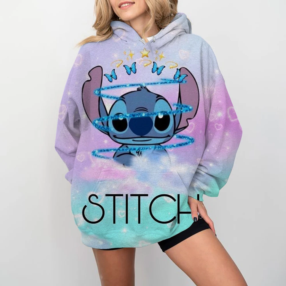 Disney lilo stitch pulôver hoodies manga longa moletom meninos meninas das mulheres dos homens roupas pai-filho dos desenhos animados topos casaco