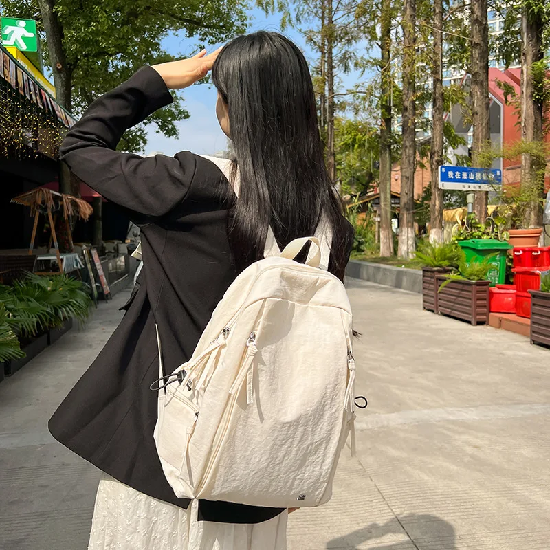 New Student Lightweight Commuting Computer Schoolbag Solid Color Large Capacity Travel Backpack